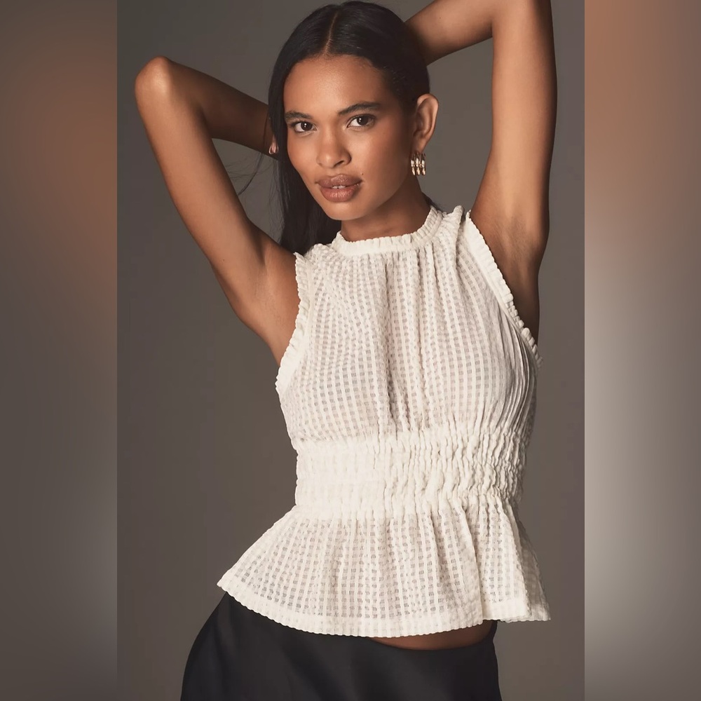 Nwt Anthropologie Maeve Smocked Halter Top in ivory